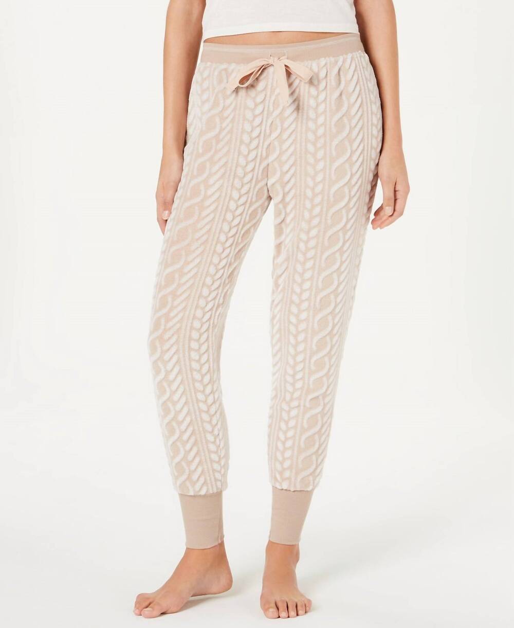NEW ANDE women's frosted cable cut pile jogger pants in doeskin